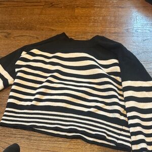Philosophy Black and Cream Striped Sweater